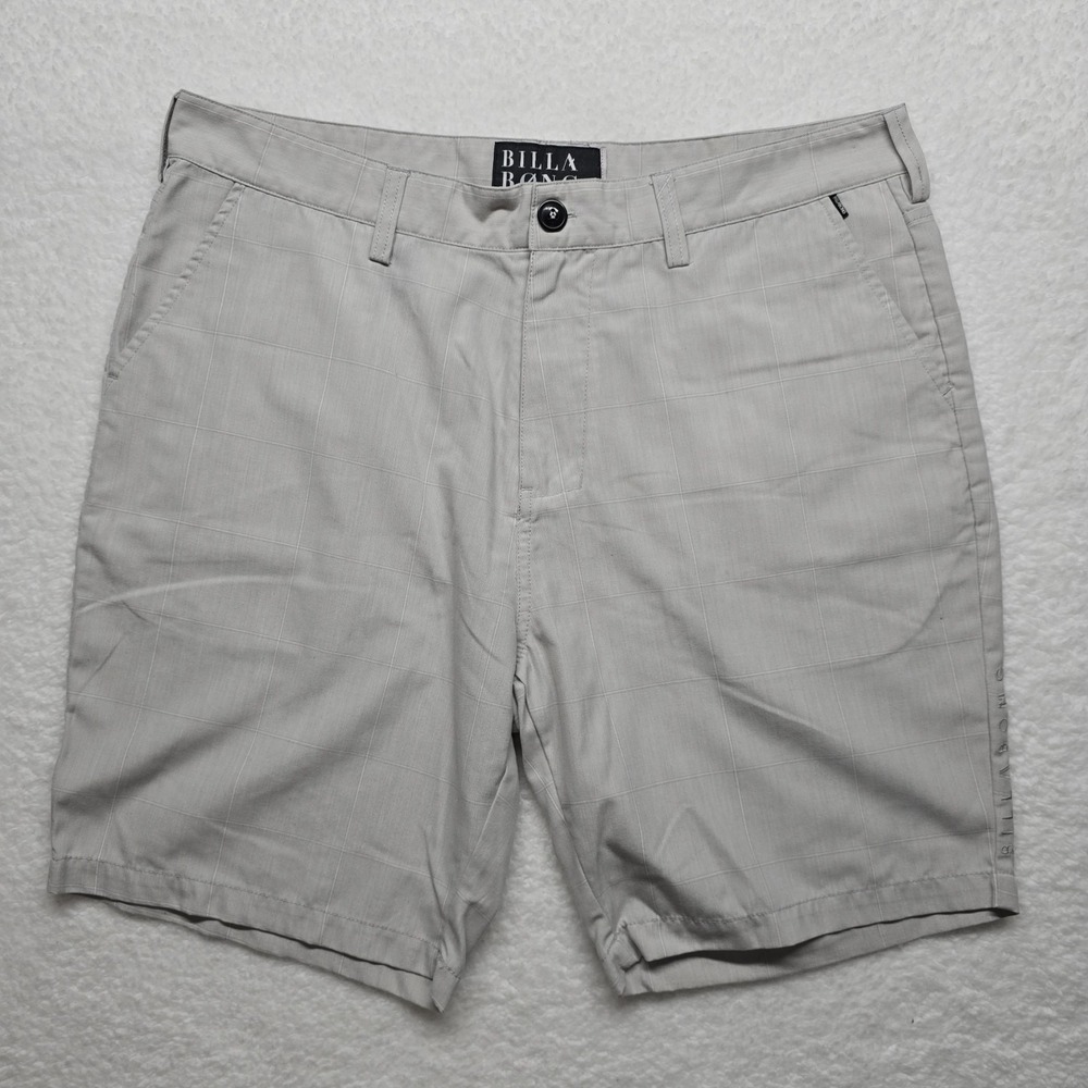Billabong Hybrid Shorts‎ Men's Size 38 Light Gray Plaid